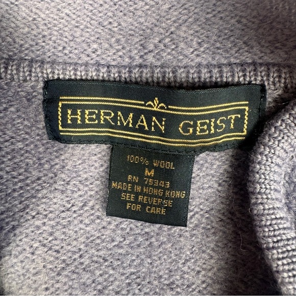 Herman Geist Wool Sweater Womens Size Medium Purple Floral Cardigan Full Zip - Picture 5 of 7